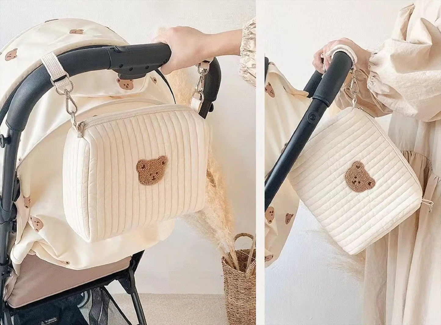 Sac Organisateur Élégant pour Poussette – Rangement Couches et Accessoires Bébé