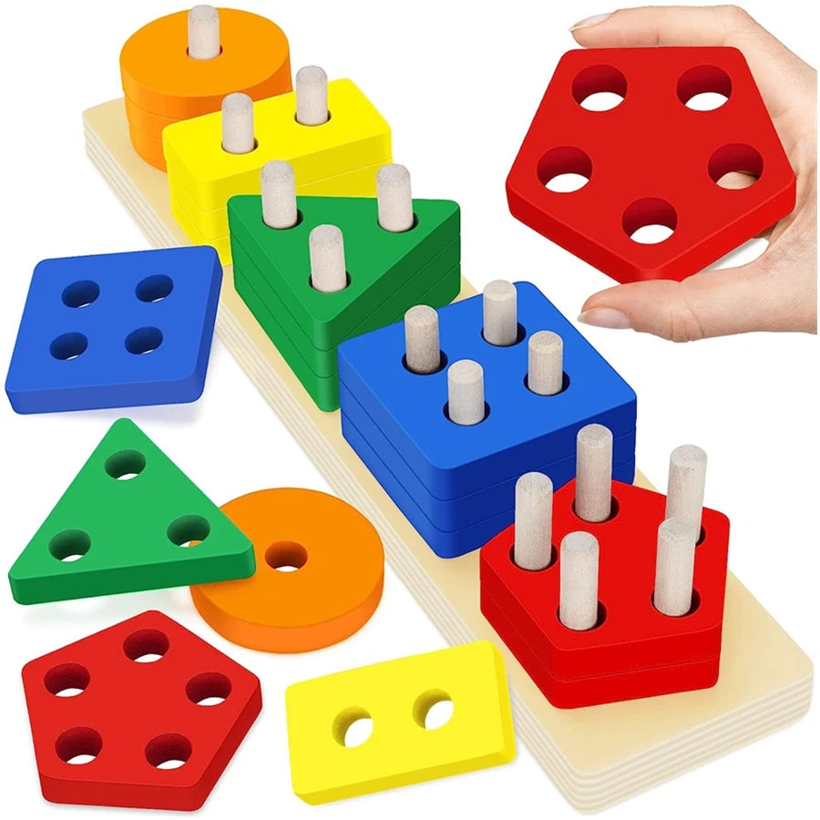 jeu éducatif en bois - formes à empiler Montessori