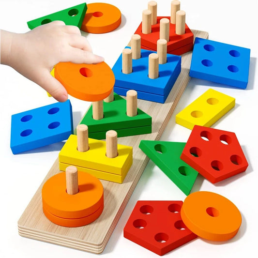 jeu éducatif en bois - formes à empiler Montessori